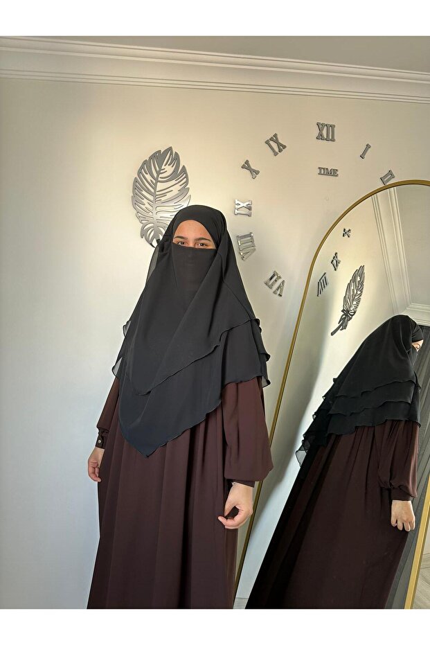 حجاب شيفون سوفليه 3 طبقات مع حجاب جاهز