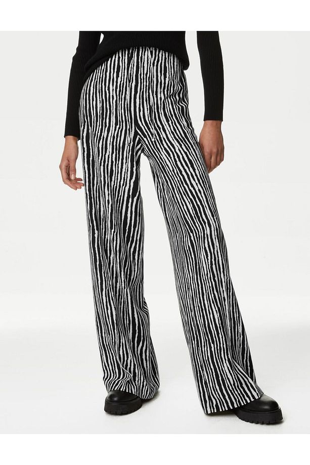Wide Leg Desenli Pantolon - 2