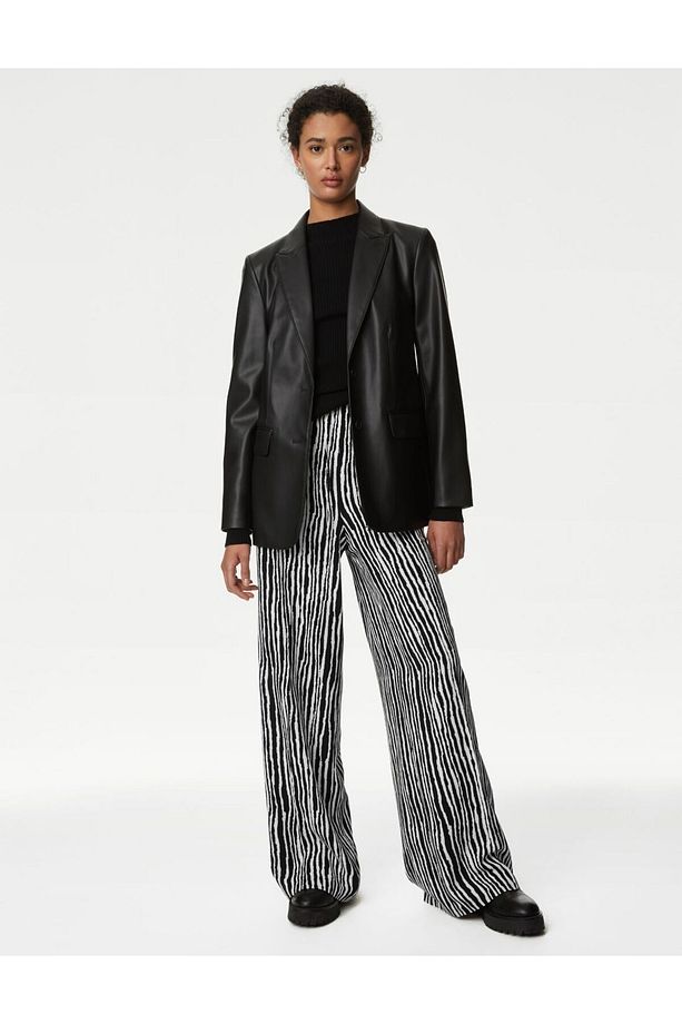Wide Leg Desenli Pantolon - 1