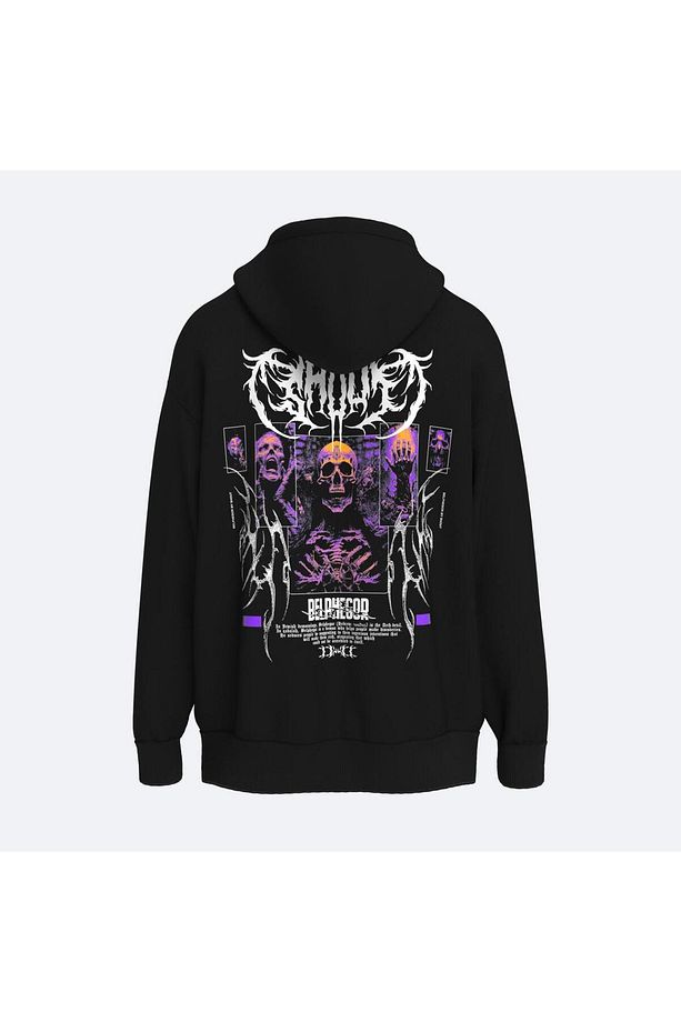 Oversize Shout Belphegor Unisex Zip Up Hoodie - 1