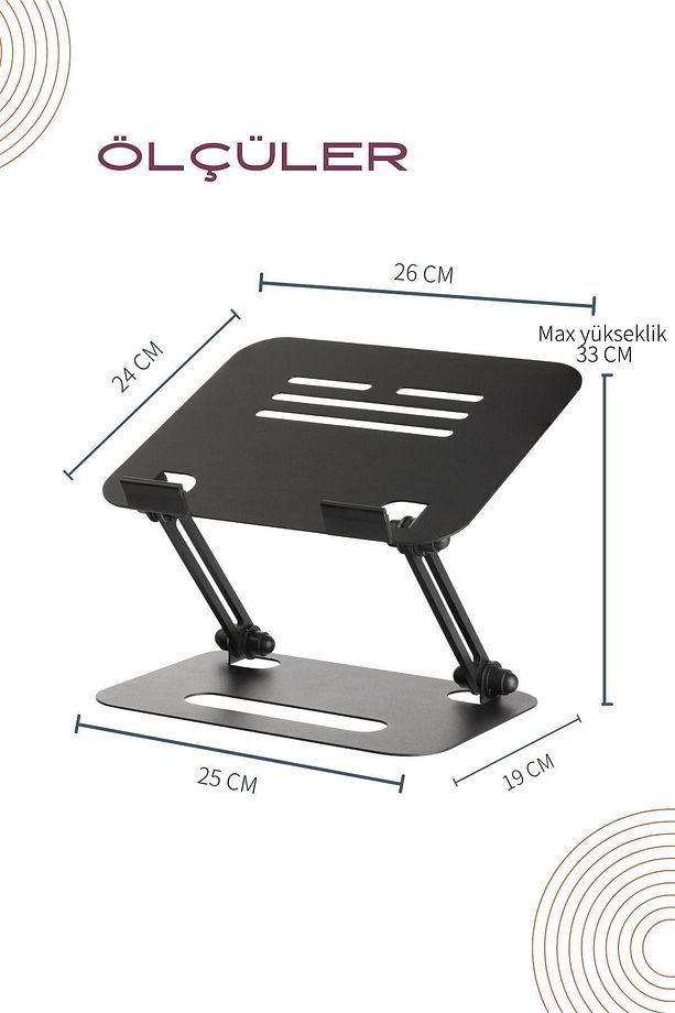 Basic 2 Tüm Modellerle Uyumlu Metal Kolay Ayarlanır Katlanabilir Ergonomik Laptop Standı Yükseltici - 4