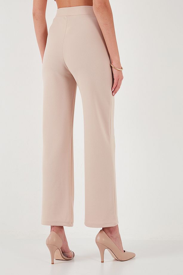 Standart Fit Çimalı Yüksek Bel Düz Paça Pantolon  PANTOLON 5865972 - 8