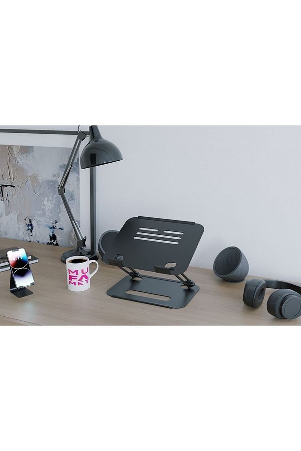 Basic 2 Tüm Modellerle Uyumlu Metal Kolay Ayarlanır Katlanabilir Ergonomik Laptop Standı Yükseltici - 8