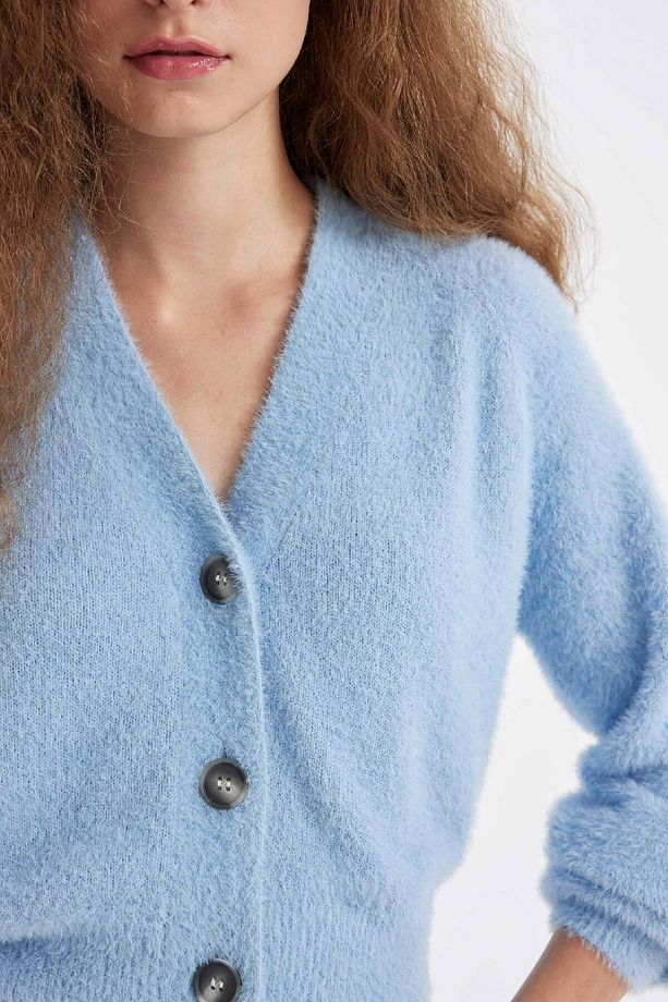 Oversize Geniş Kalıp V Yaka Basic Düz Düğmeli Triko Hırka D1428ax24wn - 5