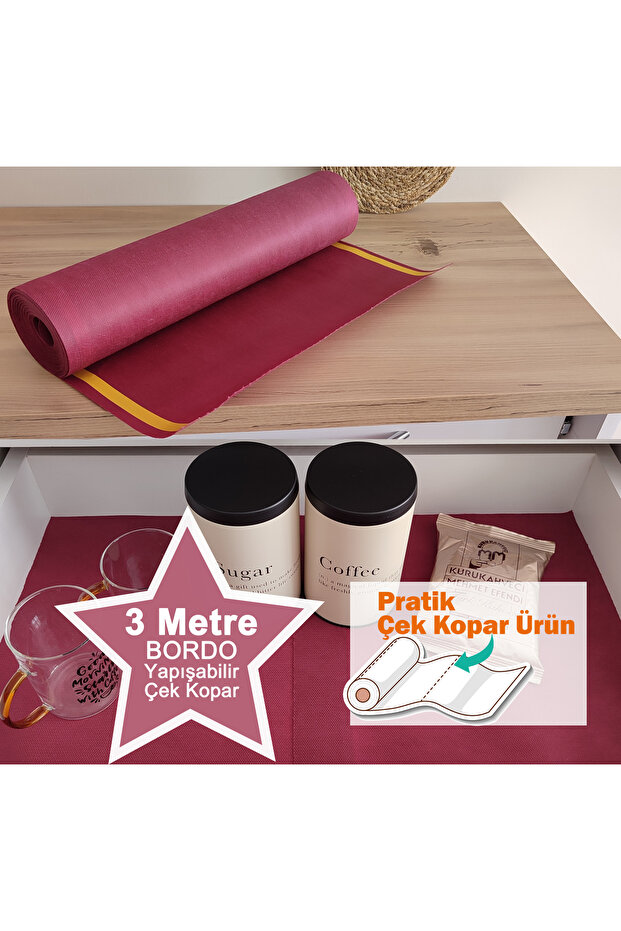 Practical Pull-Out Burgundy 3m Adhesive Drawer Cabinet Organizer Refrigerator Shelf Cover Non-Slip Anti-Skid