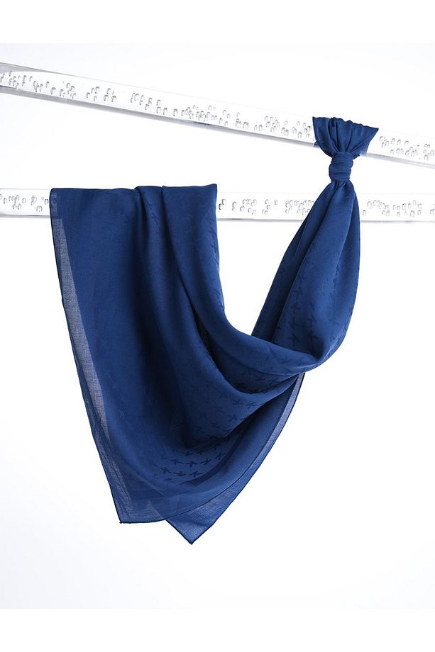 K Logolu Dokuma Eşarp İndigo - 1