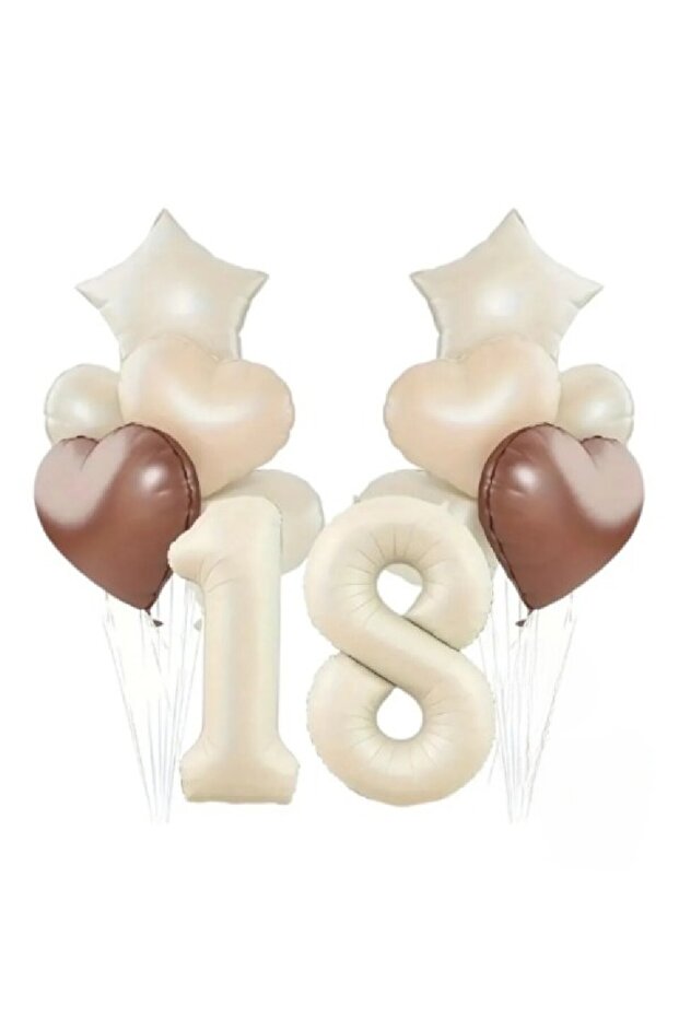 Retro Age Birthday Set Heart Foil Balloon Cream Age Balloon Foil Birthday Party Set Decoration