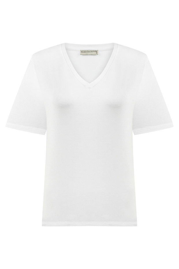Women's White V-Neck Short Sleeve T-Shirt