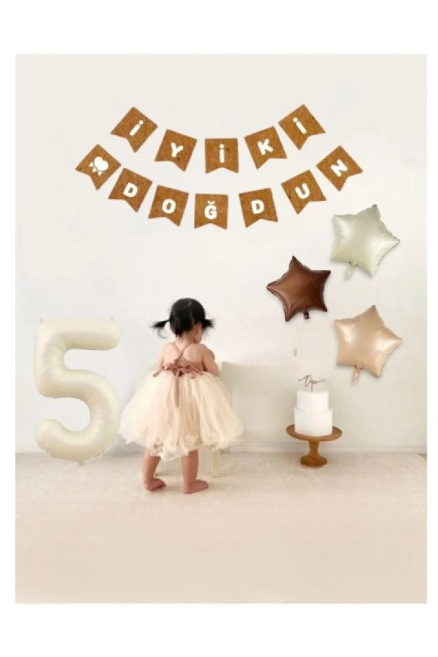 Cream Age Foil Balloon Retro Star Foil Kraft Happy Birthday Letter Banner Birthday Party Set Decoration