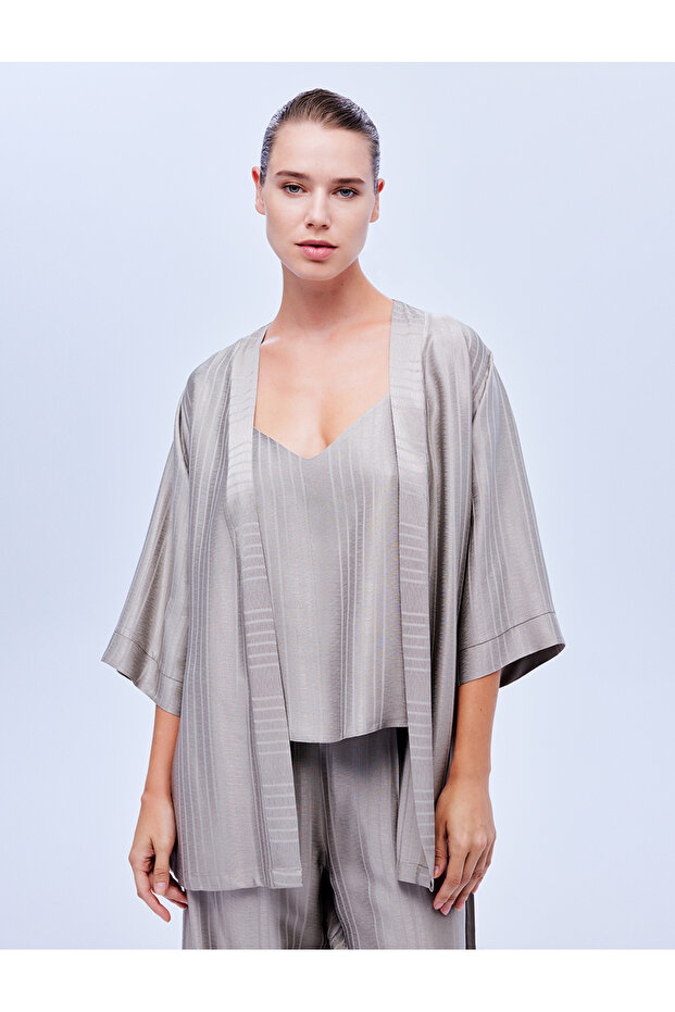 Pajama Set, Dressing Gown, Bustier, Trousers, 3-Piece Set 1607