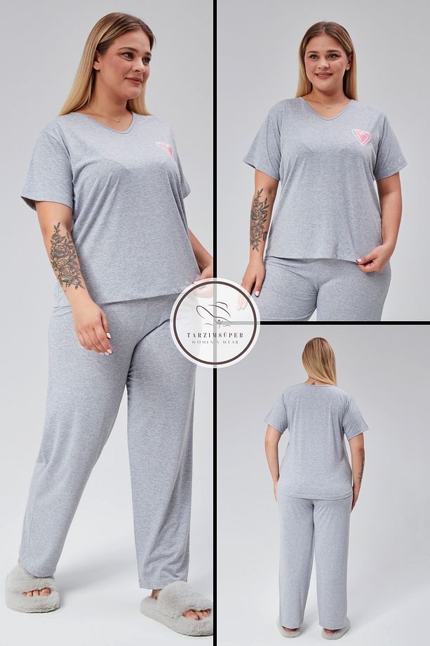 Kışlık Lüks Pijama Takımı Beli Lastikli Konfor Modeli Viskon Pamuklu Kadın Pijama Takım - 3