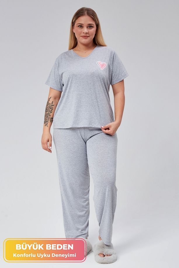 Kışlık Lüks Pijama Takımı Beli Lastikli Konfor Modeli Viskon Pamuklu Kadın Pijama Takım - 1
