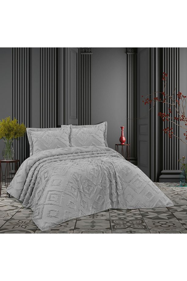 Sofya İskandinav Çift Kişilik Püsküllü Yatak Örtüsü 250x260 2 Yastık 50x80 - 3