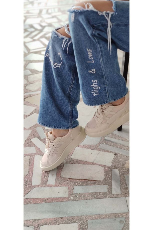 Çiğdem Düz Taban Ekru Spor Ayakkabı 151 Unisex - 1