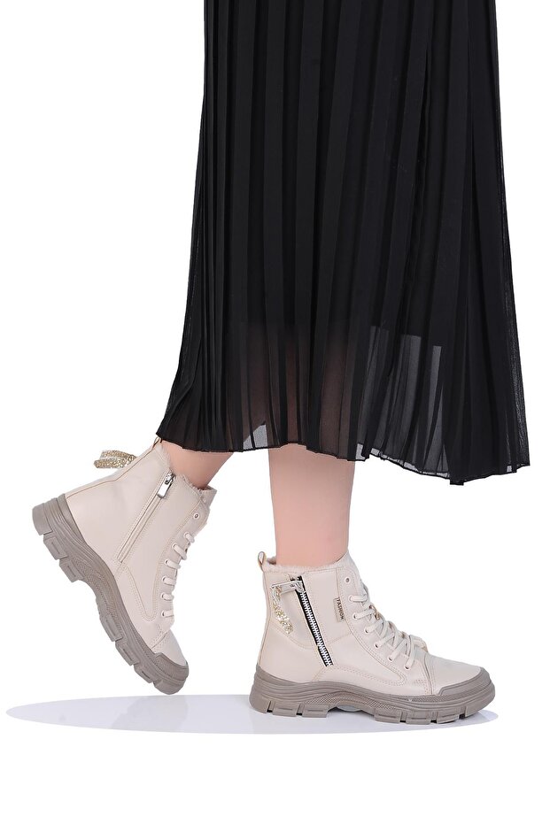 Mp 242-2246Zn Kadın Kürklü Kışlık Düz Bot - 1