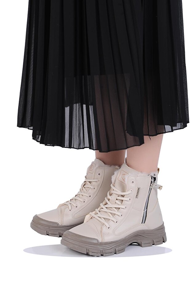 Mp 242-2246Zn Kadın Kürklü Kışlık Düz Bot - 2