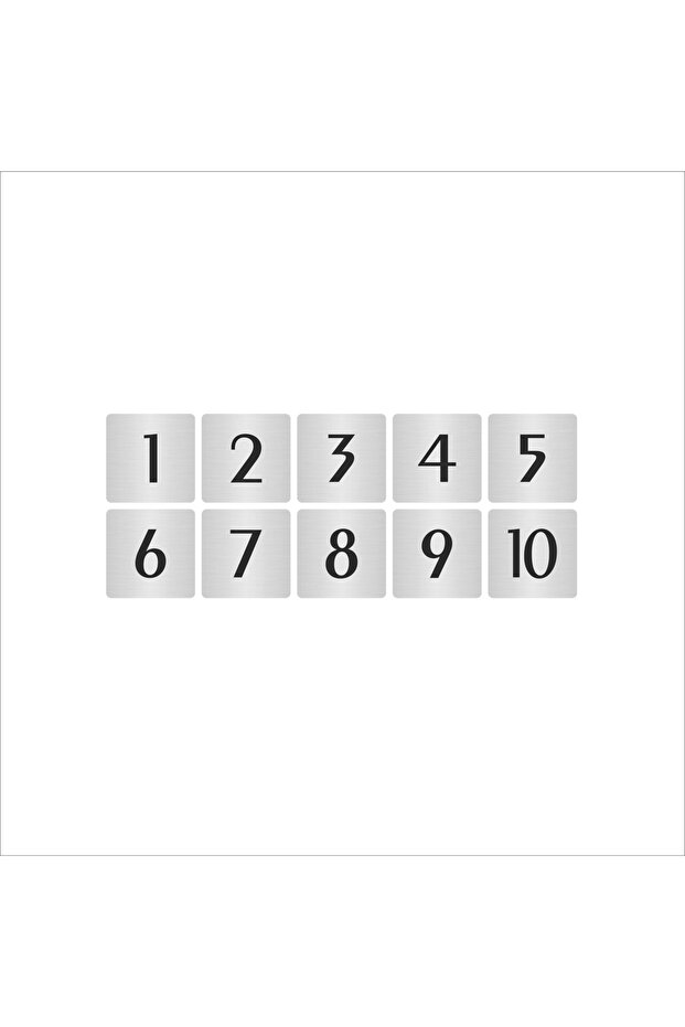 Metal Door Table Cabinet Number Simple Model 3,5X3,5Cm Silver Color 10 Pieces (1…10)