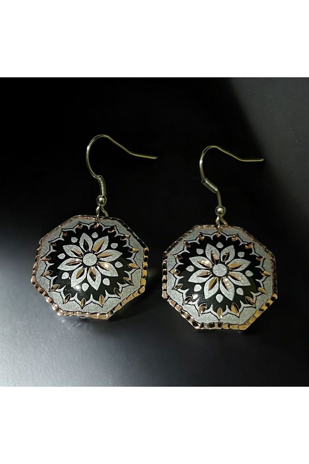 Bakır küpe, kupe, Bakır küpe modeli, işlemeli küpe, Saf bakır küpe, pembe küpe, kadın küpe - 5