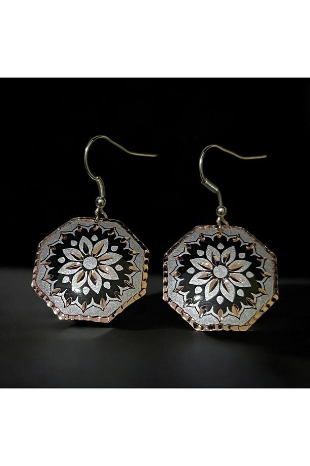 Bakır küpe, kupe, Bakır küpe modeli, işlemeli küpe, Saf bakır küpe, pembe küpe, kadın küpe - 2