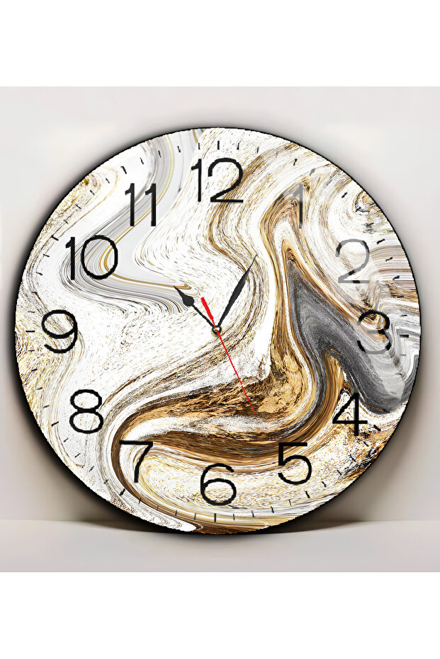 Hari̇kabi̇rev | Unbreakable Glass (Hour) White Gold Abstract Pattern Table | Yvrlkcm