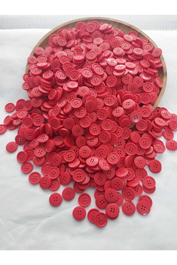 Red Color 2 cm Diameter Polyester Button 20 Pieces.