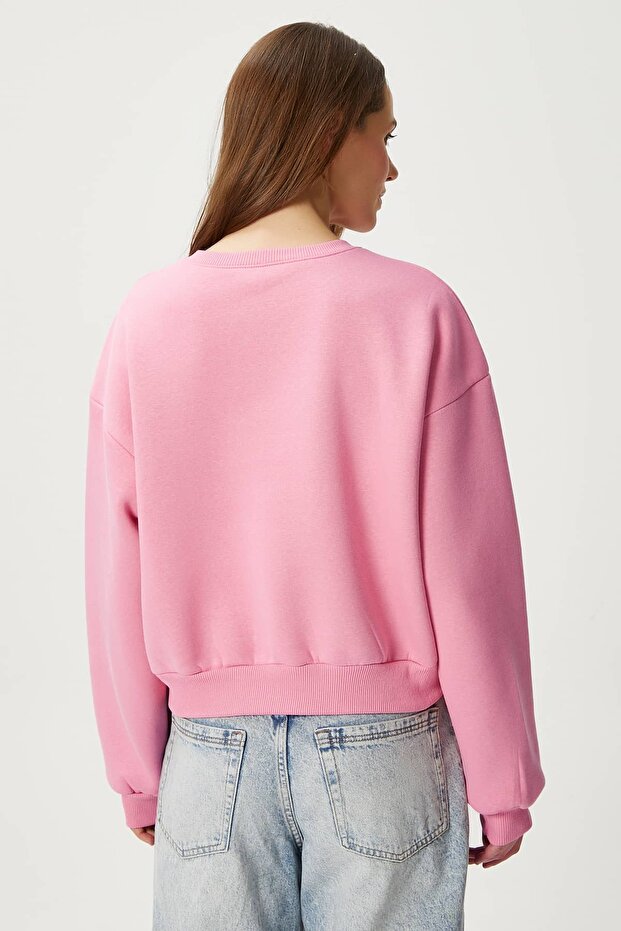 Kadın Cool Pembe Şardonlu  Sweatshirt - 6