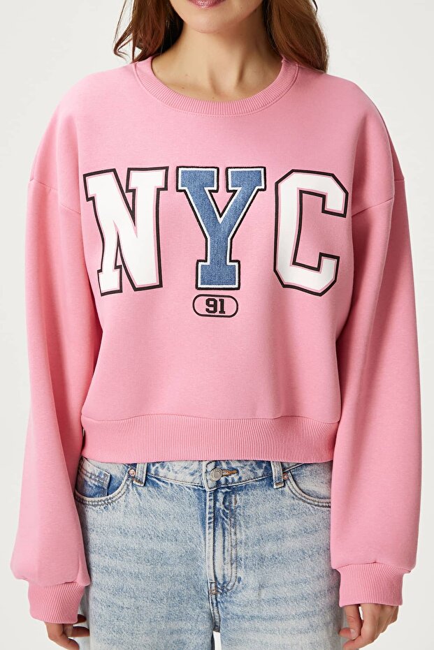 Kadın Cool Pembe Şardonlu  Sweatshirt - 5