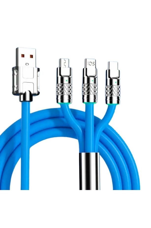 Buffer®kutulu 3 Şarj Aleti 1 Arada Çinko Alaşım Hızlı Şarj Kablosu Mavi 3 In 1 - 3