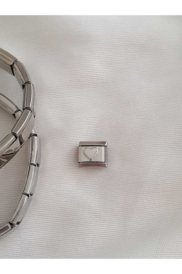 Italian Charm with Steel Heart Detail