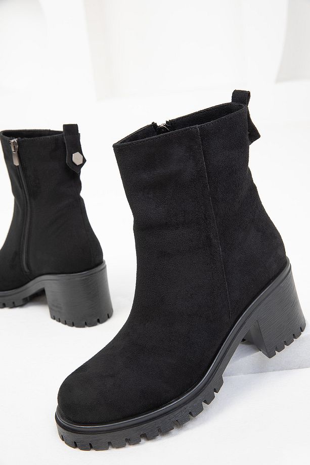 Siyah Süet Kadın Bot & Bootie 19834 - 1