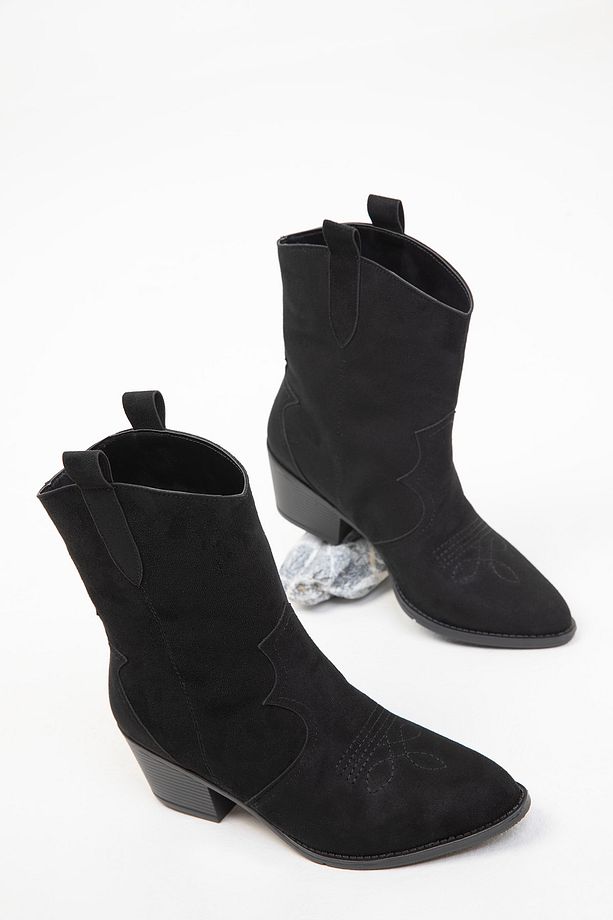 Siyah Süet Kadın Bot & Bootie 19820 - 2