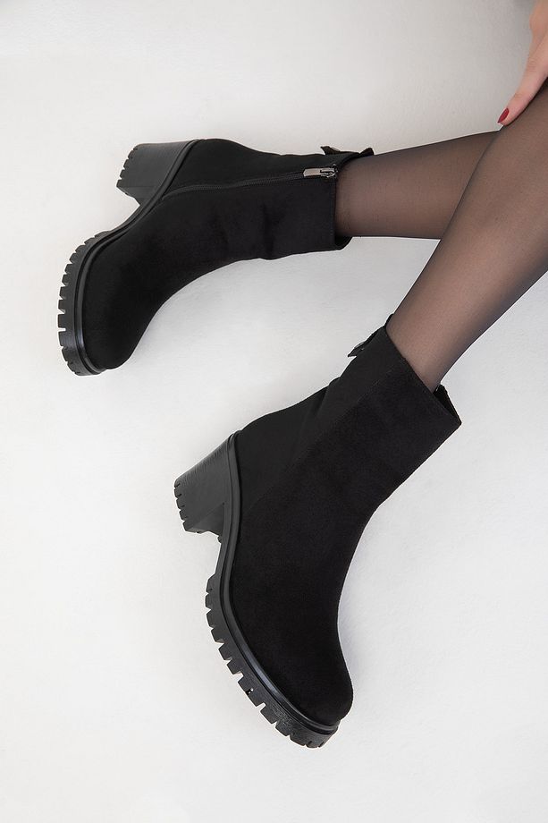 Siyah Süet Kadın Bot & Bootie 19834 - 4