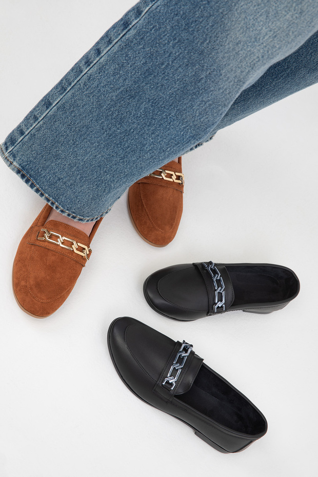 Barna velúr női balerinák – 19867-es modell - 5