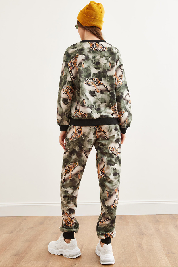 Damen Batik Leopard Basic Trainingsanzug Set ETKM- 0000069 - 6