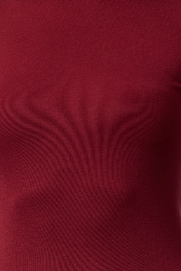 Bordo Viskon/Yumuşak Kumaşlı Parmak Geçme Detaylı Esnek Örme Bluz TWOAW25BZ00014 - 3