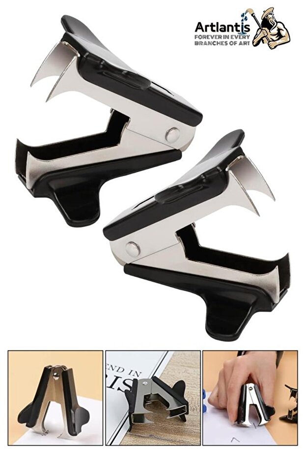 Black Staple Remover 2Pcs 24/6 & No 10 Staple Wire Extractor Stainless Steel Metal Staple Remover