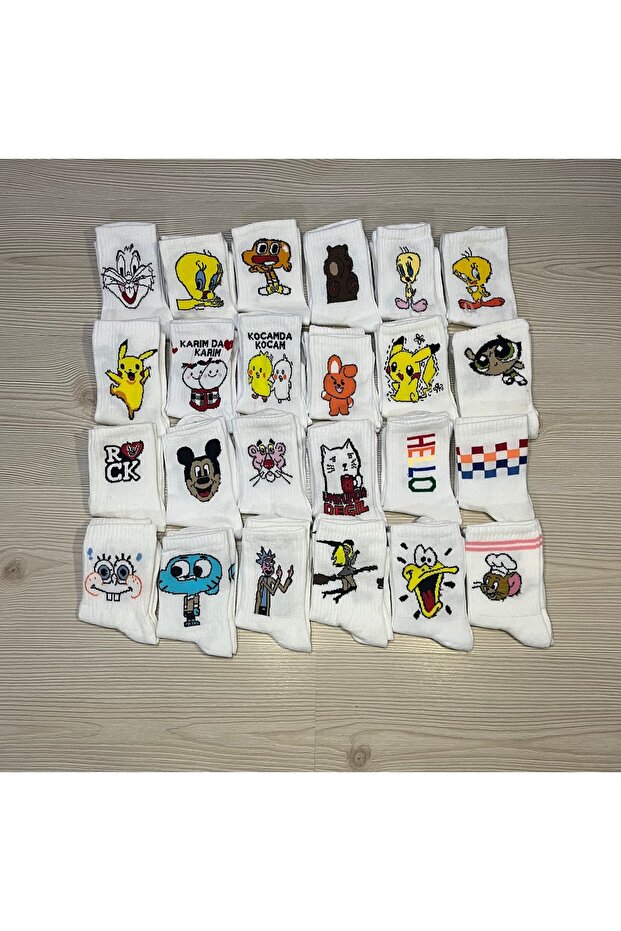 Pack of 10 Different Character Patterned College Socks