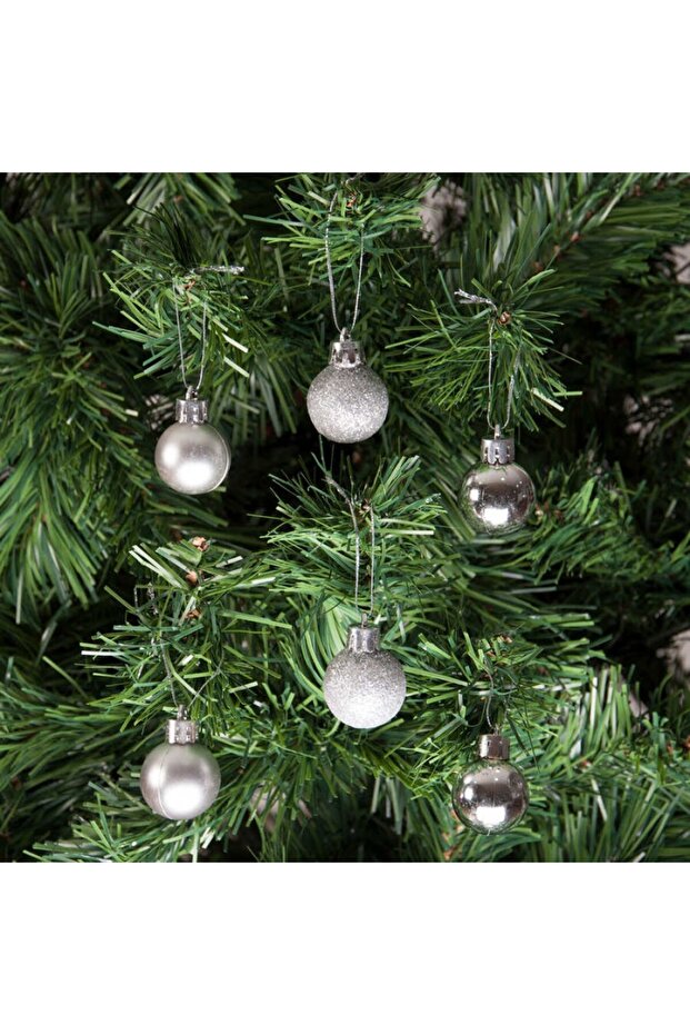 6 Pieces 4 cm New Year Ball Set Silver Color Glitter & Matte & Shiny