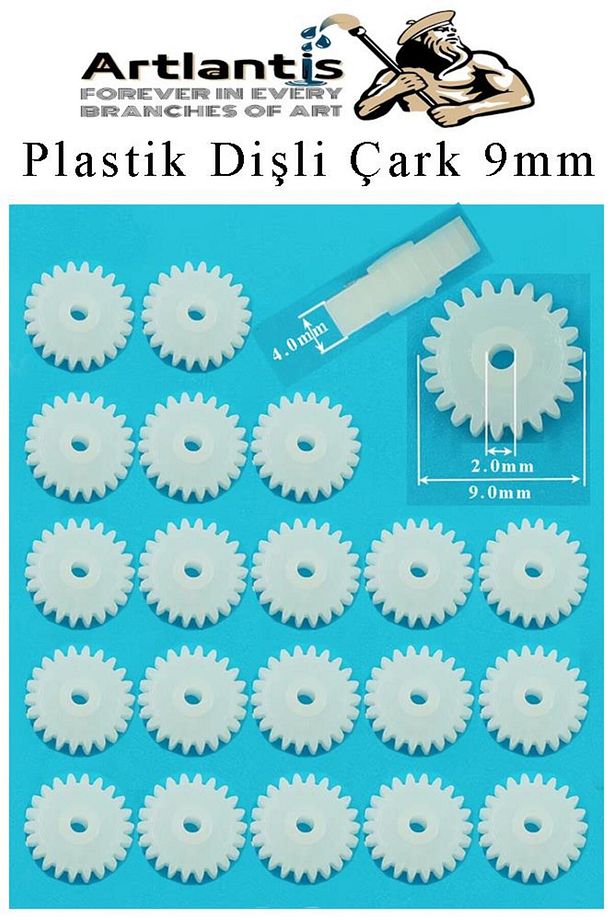 Plastik Dişli Çark 20 Adet 1 Paket Dış Çapı 9 mm İç Çapı 2 mm Okul Deney Motor Çarkı Plastik Dişlile - 4