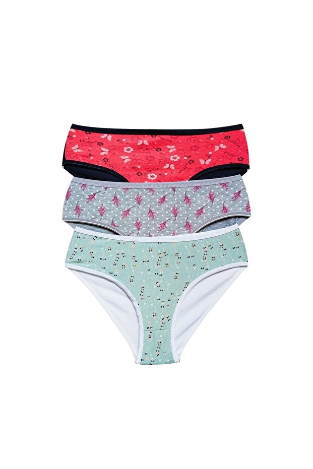 Cotton Wide Brim Lycra Patterned Bato Women's Panties 3 Pack Set1