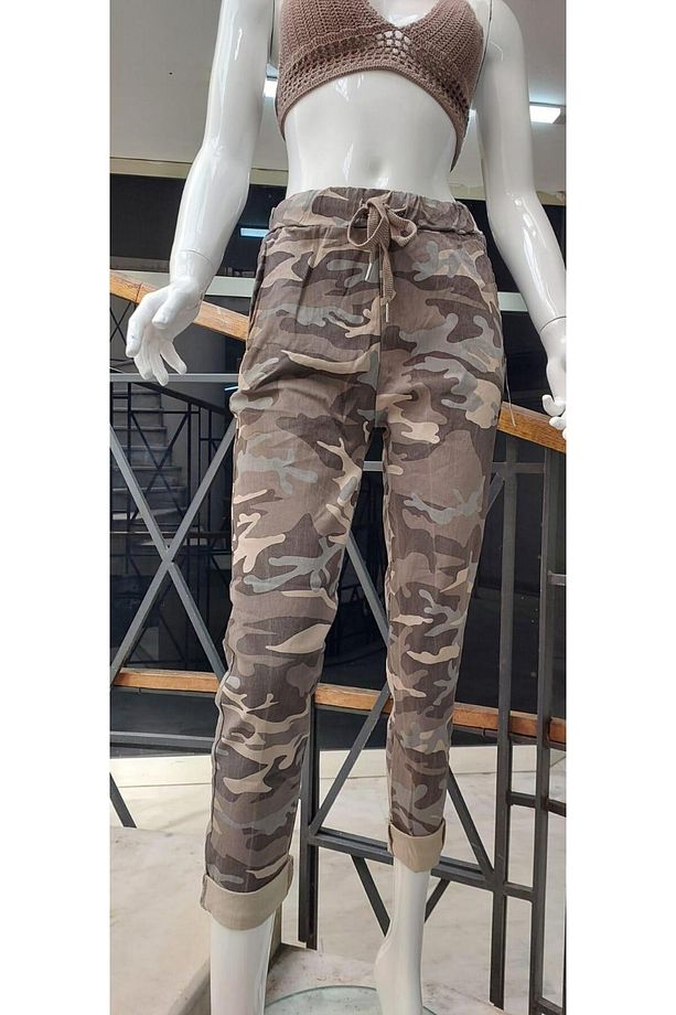 Italyan Beli Bağlamalı Kamuflaj Desenli Dar Paça Pantolon (36-44 Beden) - 7