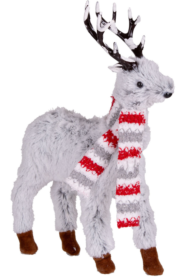 Christmas Ornament, Deer with Scarf, Gray - 20X30 cm