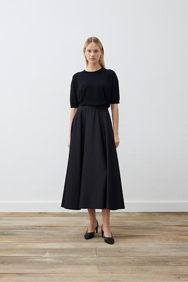 Scuba Flared Skirt Black