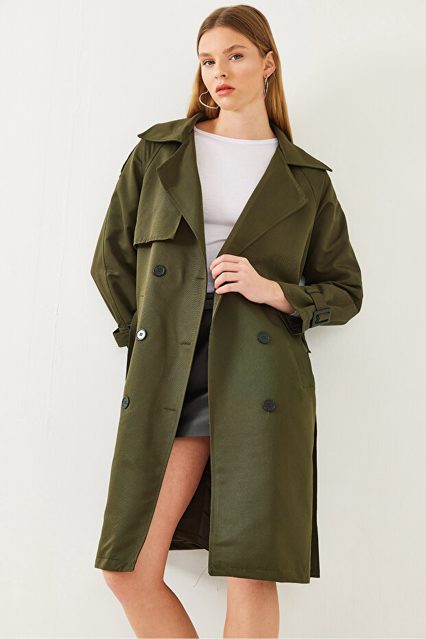 Damen-Trenchcoat mit Aller-Detail vorne, zweireihig, 8118 60451015 - 2