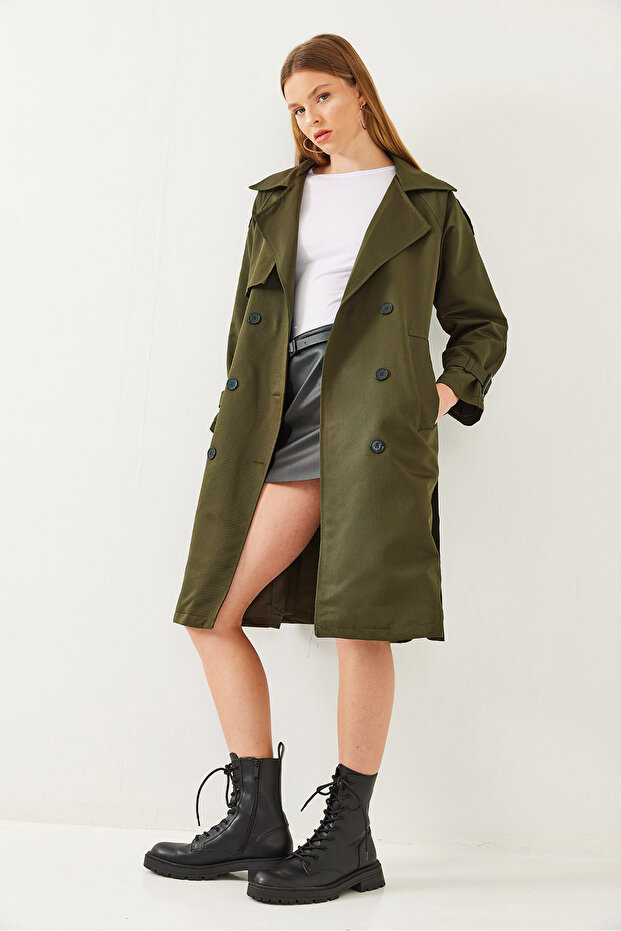 Damen-Trenchcoat mit Aller-Detail vorne, zweireihig, 8118 60451015 - 3