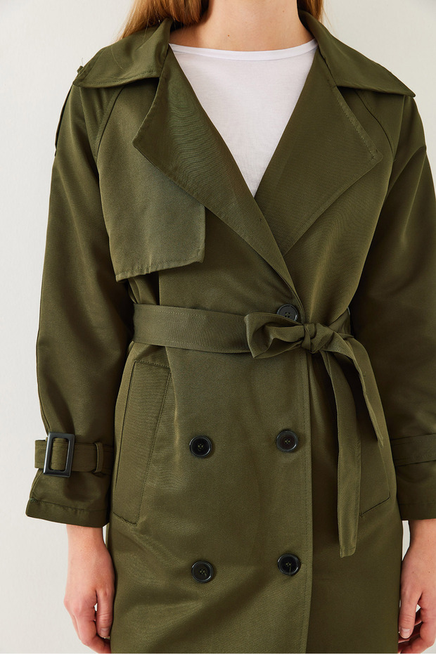 Damen-Trenchcoat mit Aller-Detail vorne, zweireihig, 8118 60451015 - 5