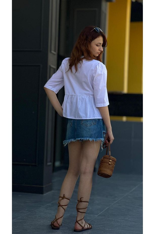 Tasarım Denim Şort Etek - 6