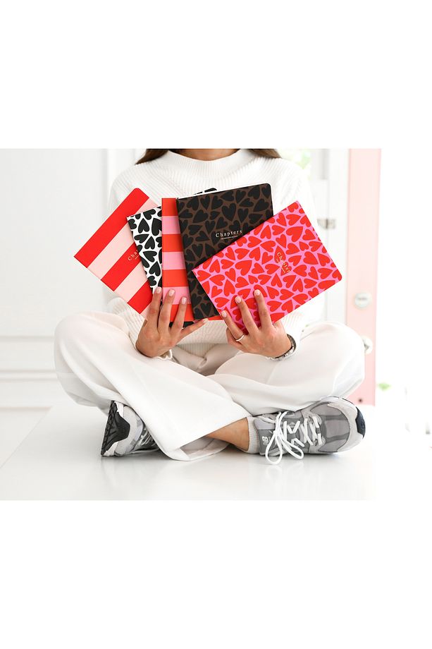 Canvas Notebook, Pink & Orange Stripes - 5