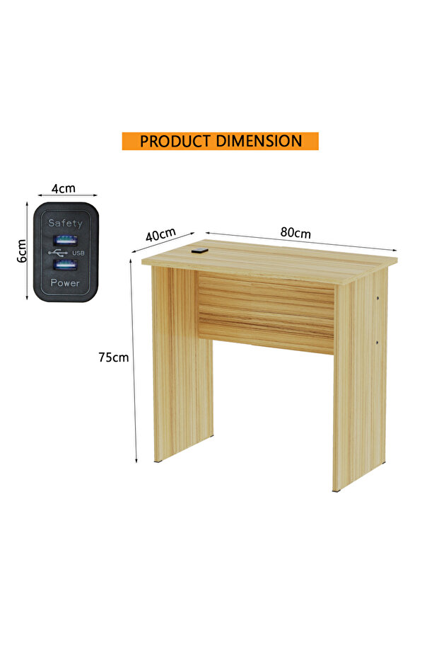 Modern MP1 Study Table, 80x40 with Black BS02 Desktop Socket with USB A/C Port Coco Bolo - 2