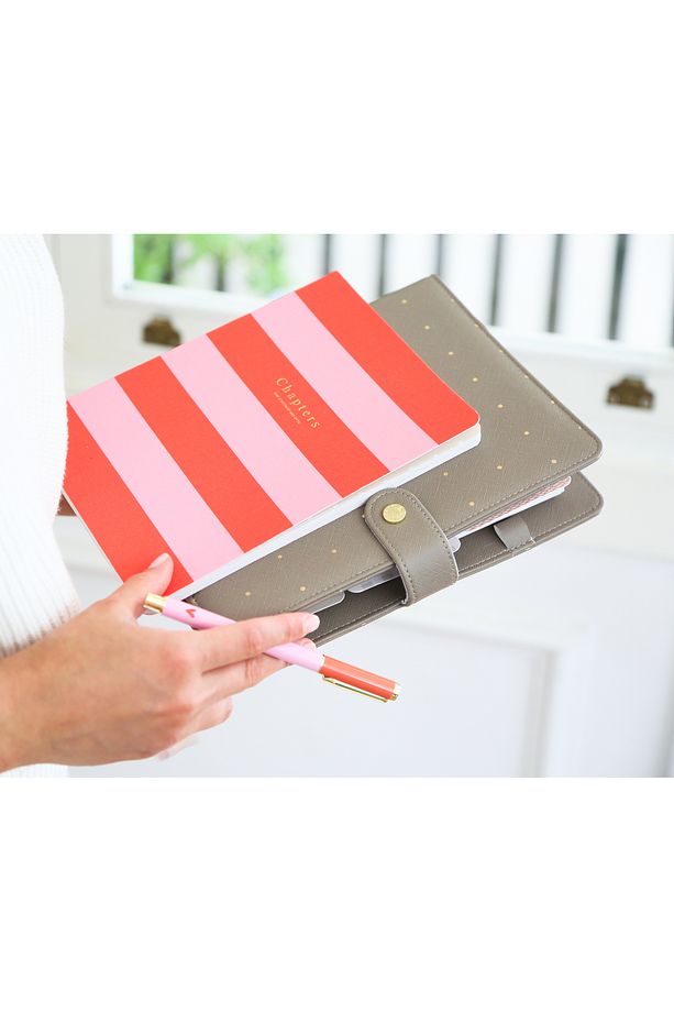 Canvas Notebook, Pink & Orange Stripes - 3
